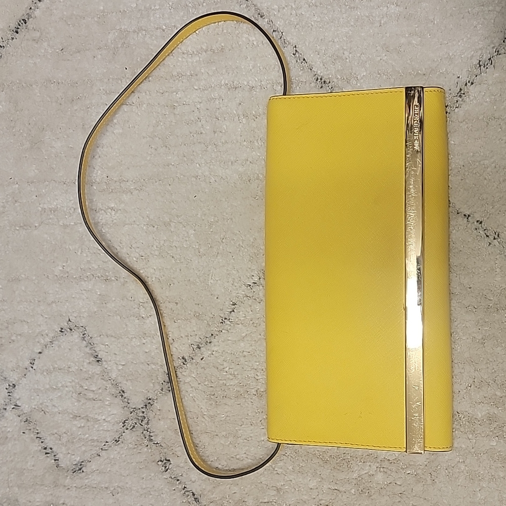 Michael Michael Kors Yellow Saffiano Leather clutch/shoulder bag